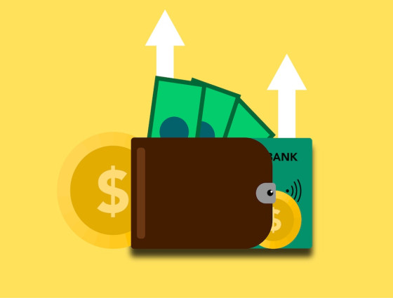 A wallet gaining money, symbolising an increase to a pension.