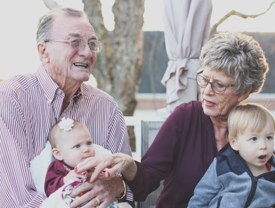 Grandparents and their grandchildren.