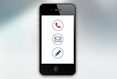 Contact us representation showing phone number, email and by post.